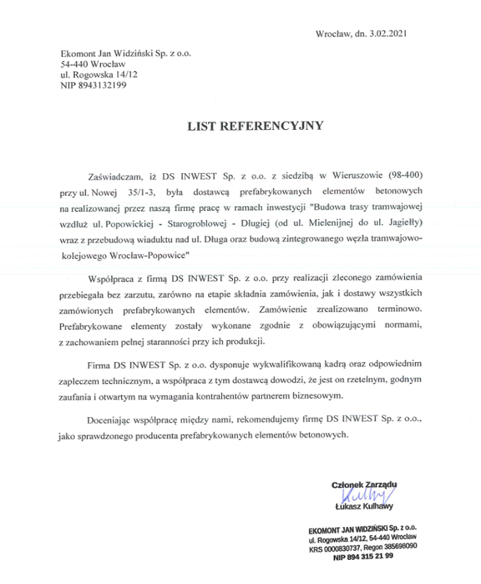 referencja EKOMONT dla prefabrykatybetonowe.pl