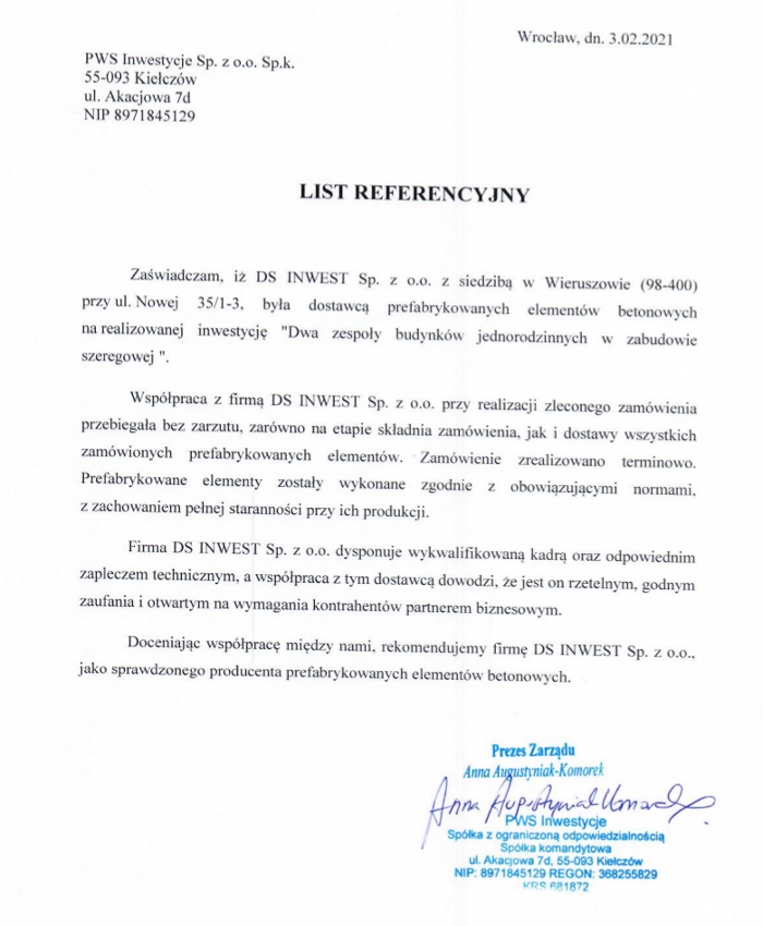 referencja EKOMONT dla prefabrykatybetonowe.pl